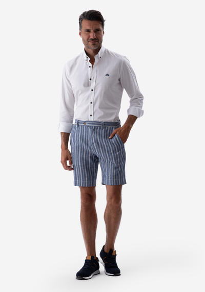 Dull Blue Cotton Linen Short