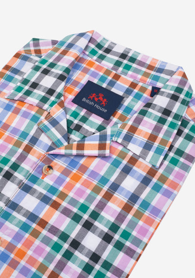 Colorful Stripe Resort Seersucker Shirt - Short Sleeve