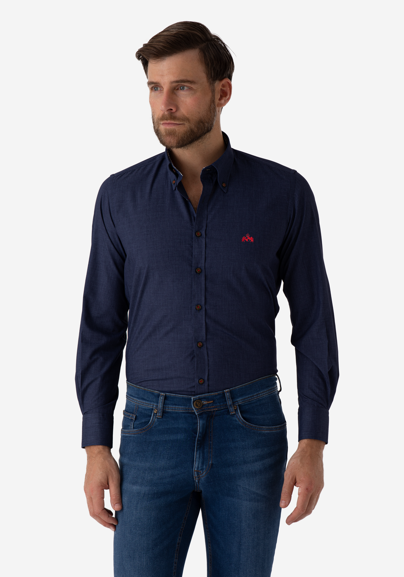 Midnight Blue Chambray Wrinkle Free Shirt