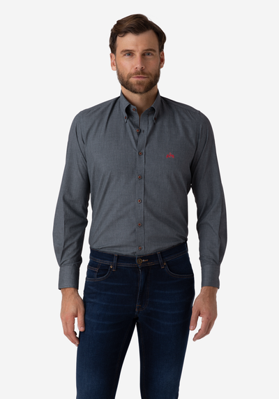 Granite Grey Chambray Wrinkle Free Shirt