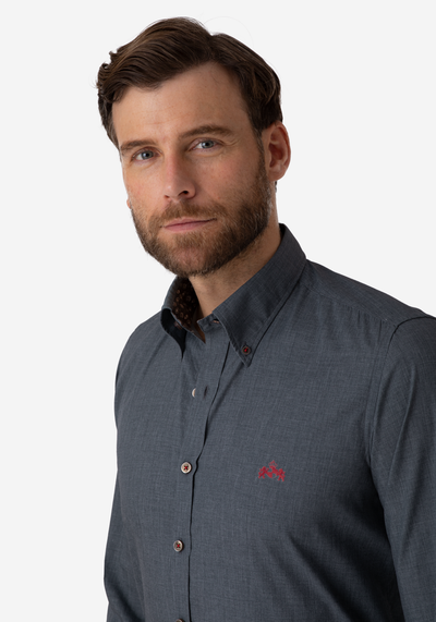 Granite Grey Chambray Wrinkle Free Shirt