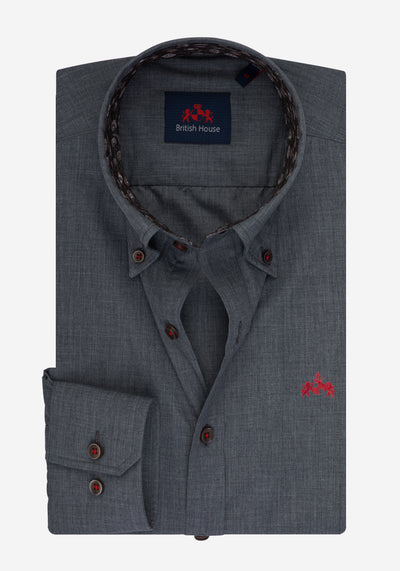 Granite Grey Chambray Wrinkle Free Shirt