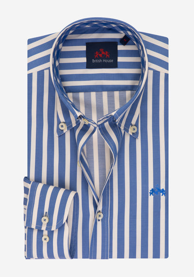Catalina Blue Stripe Twill Wrinkle Free Shirt