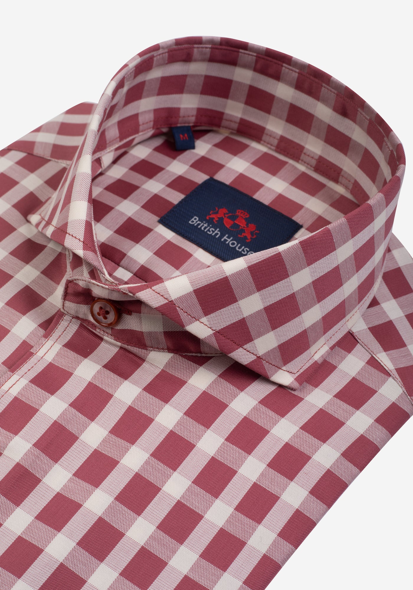 Pale Red Checked Twill Shirt