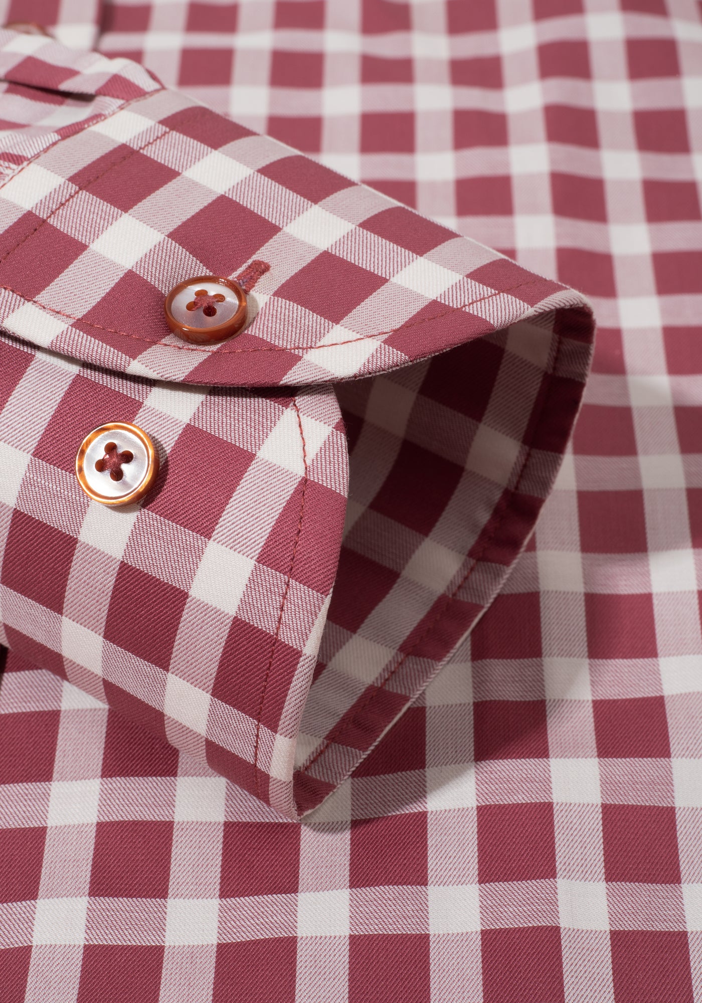 Pale Red Checked Twill Shirt