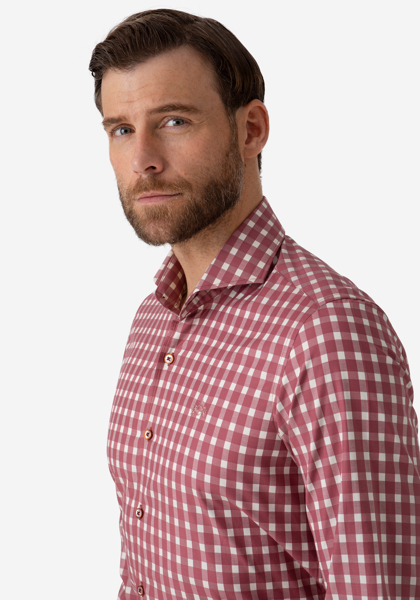 Pale Red Checked Twill Shirt