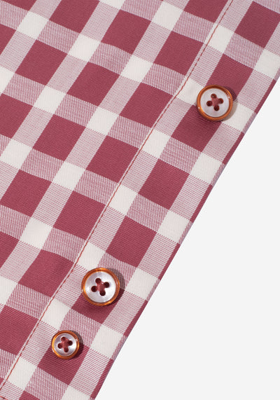 Pale Red Checked Twill Shirt