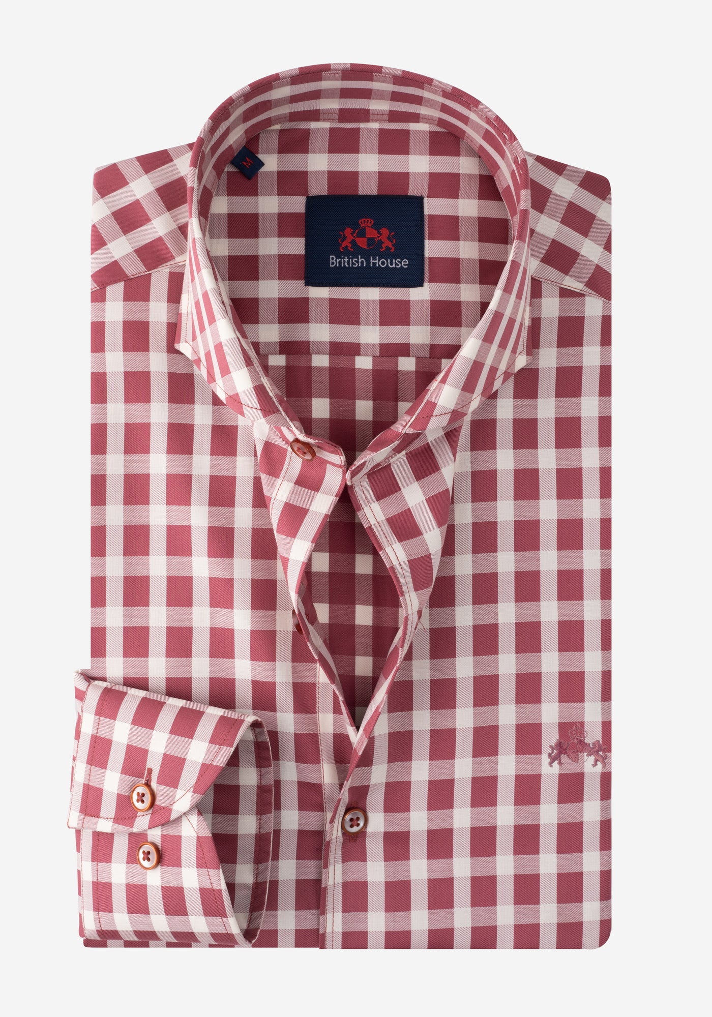 Pale Red Checked Twill Shirt