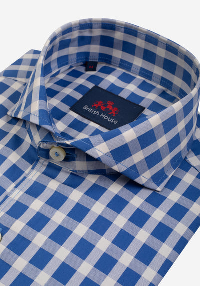 Sapphire Blue Checked Twill Shirt