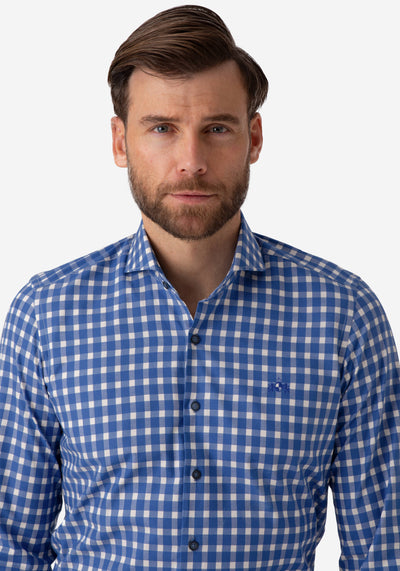 Sapphire Blue Checked Twill Shirt