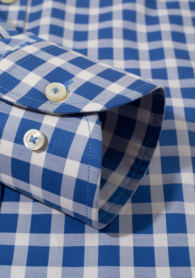 Sapphire Blue Checked Twill Shirt