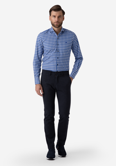 Sapphire Blue Checked Twill Shirt