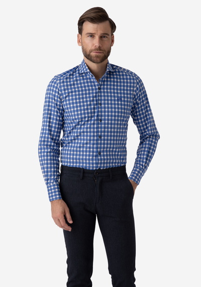 Sapphire Blue Checked Twill Shirt