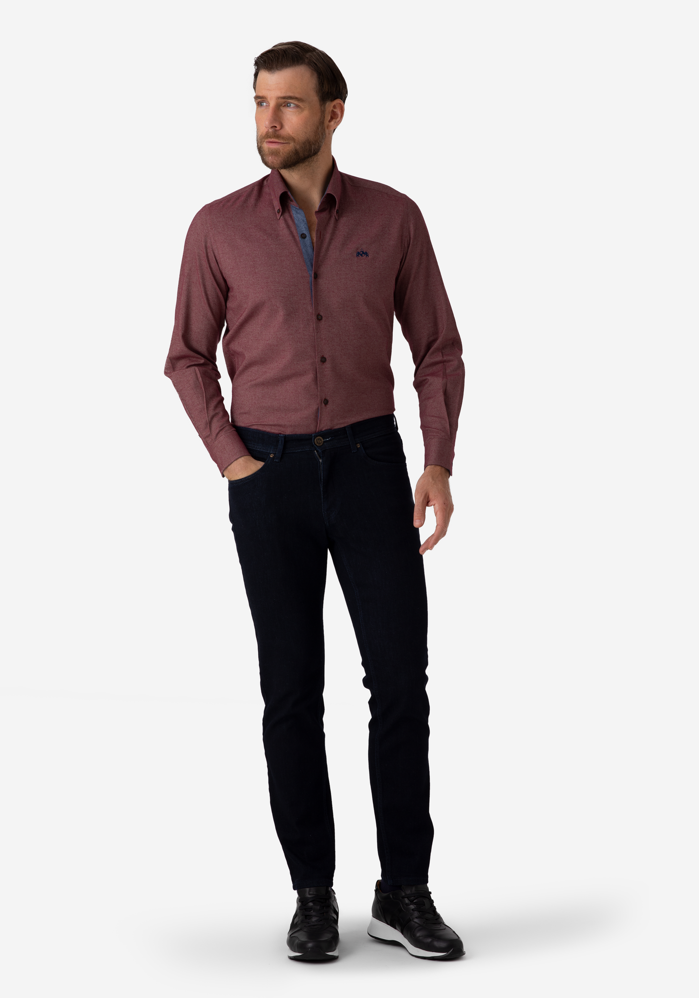 Dark Rose Flannel Wrinkle Free Shirt