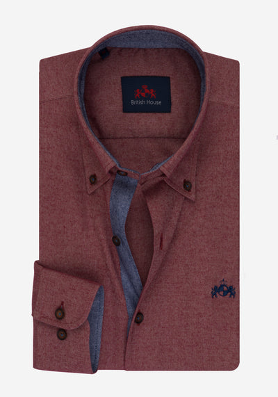 Dark Rose Flannel Wrinkle Free Shirt