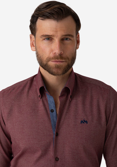Dark Rose Flannel Wrinkle Free Shirt