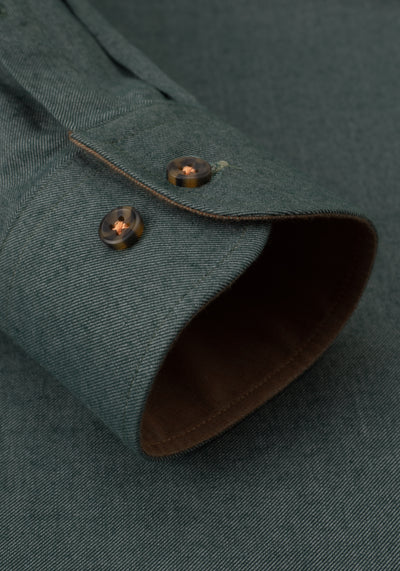 Dark Green Flannel Wrinkle Free Shirt