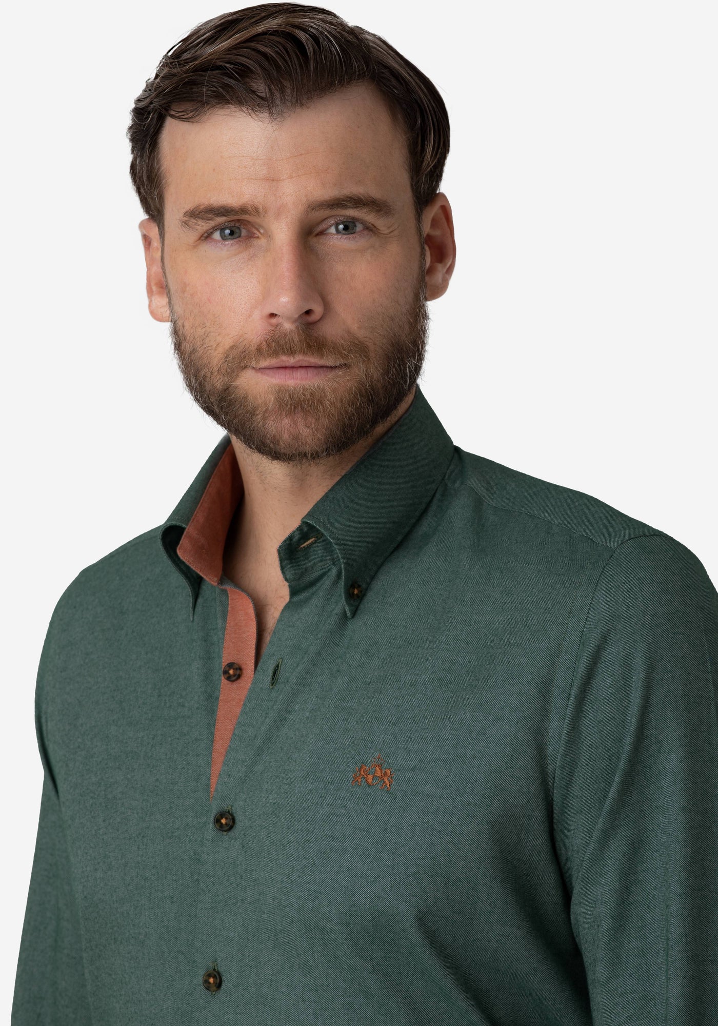 Dark Green Flannel Wrinkle Free Shirt