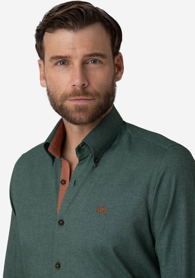 Dark Green Flannel Wrinkle Free Shirt