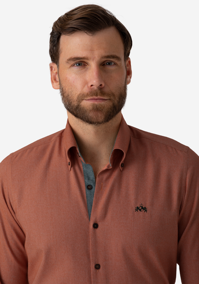 Pale Salmon Flannel Wrinkle Free Shirt