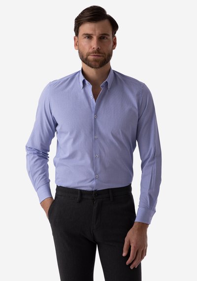 Blue Checked Poplin Shirt