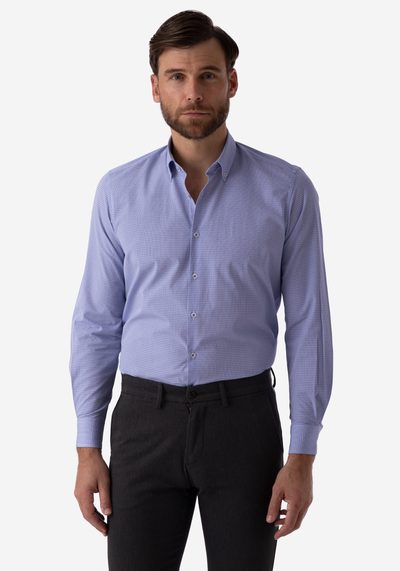 Blue Checked Poplin Shirt