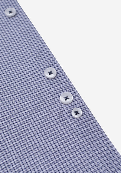 Dark Navy Checked Poplin Shirt