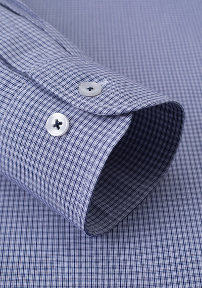 Dark Navy Checked Poplin Shirt