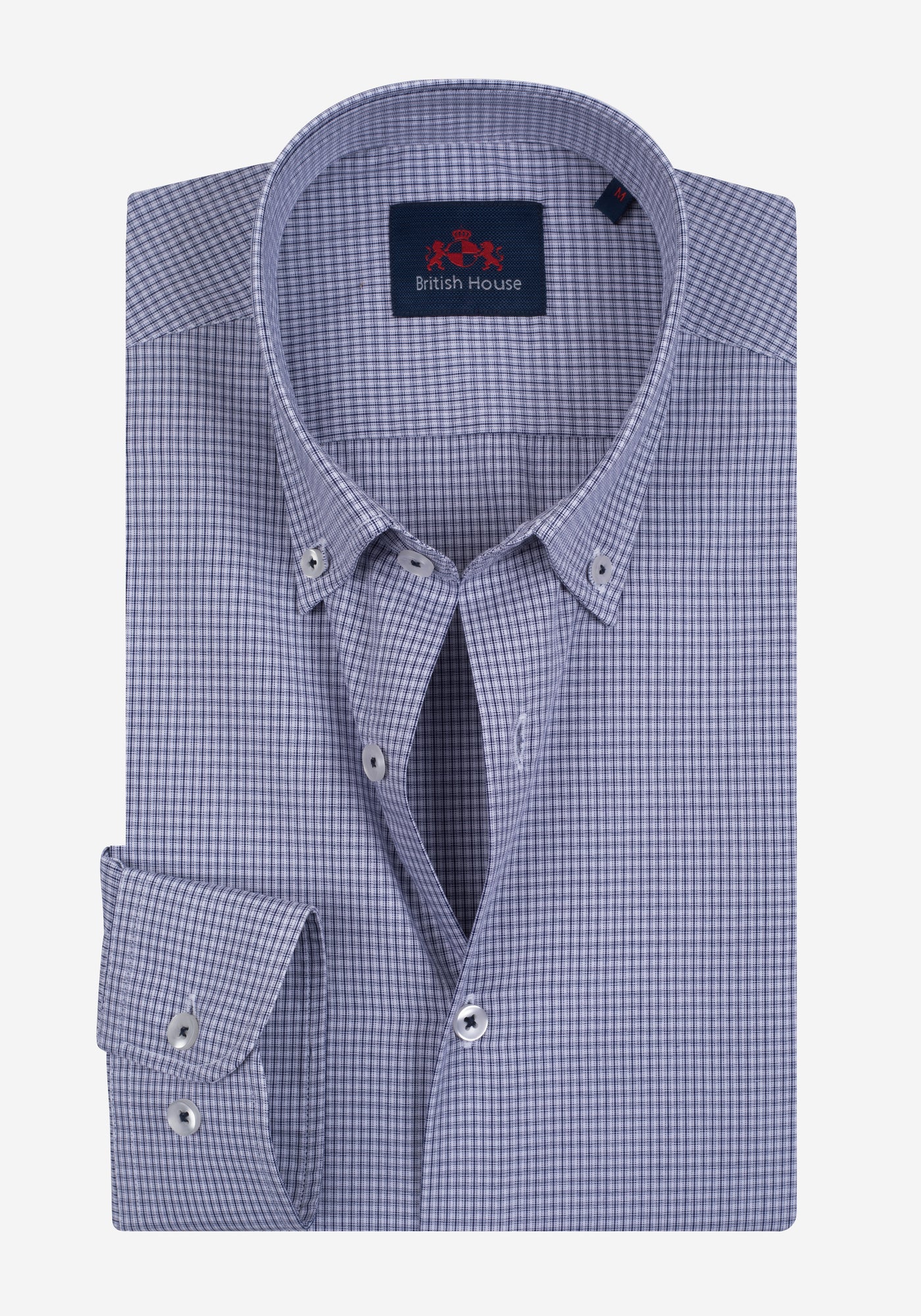 Dark Navy Checked Poplin Shirt