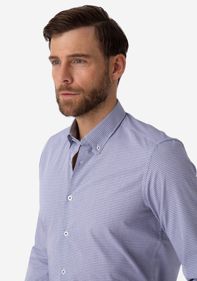 Dark Navy Checked Poplin Shirt