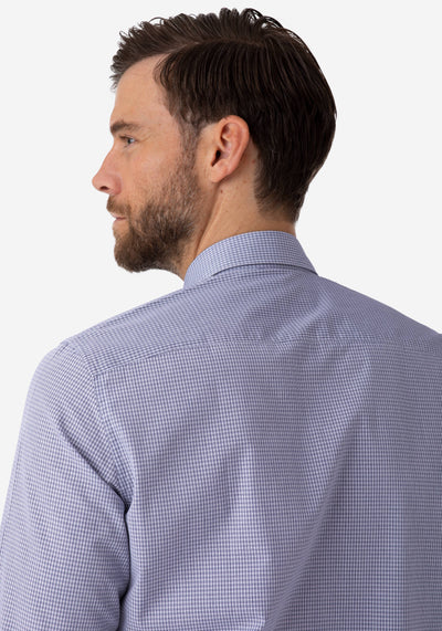 Dark Navy Checked Poplin Shirt