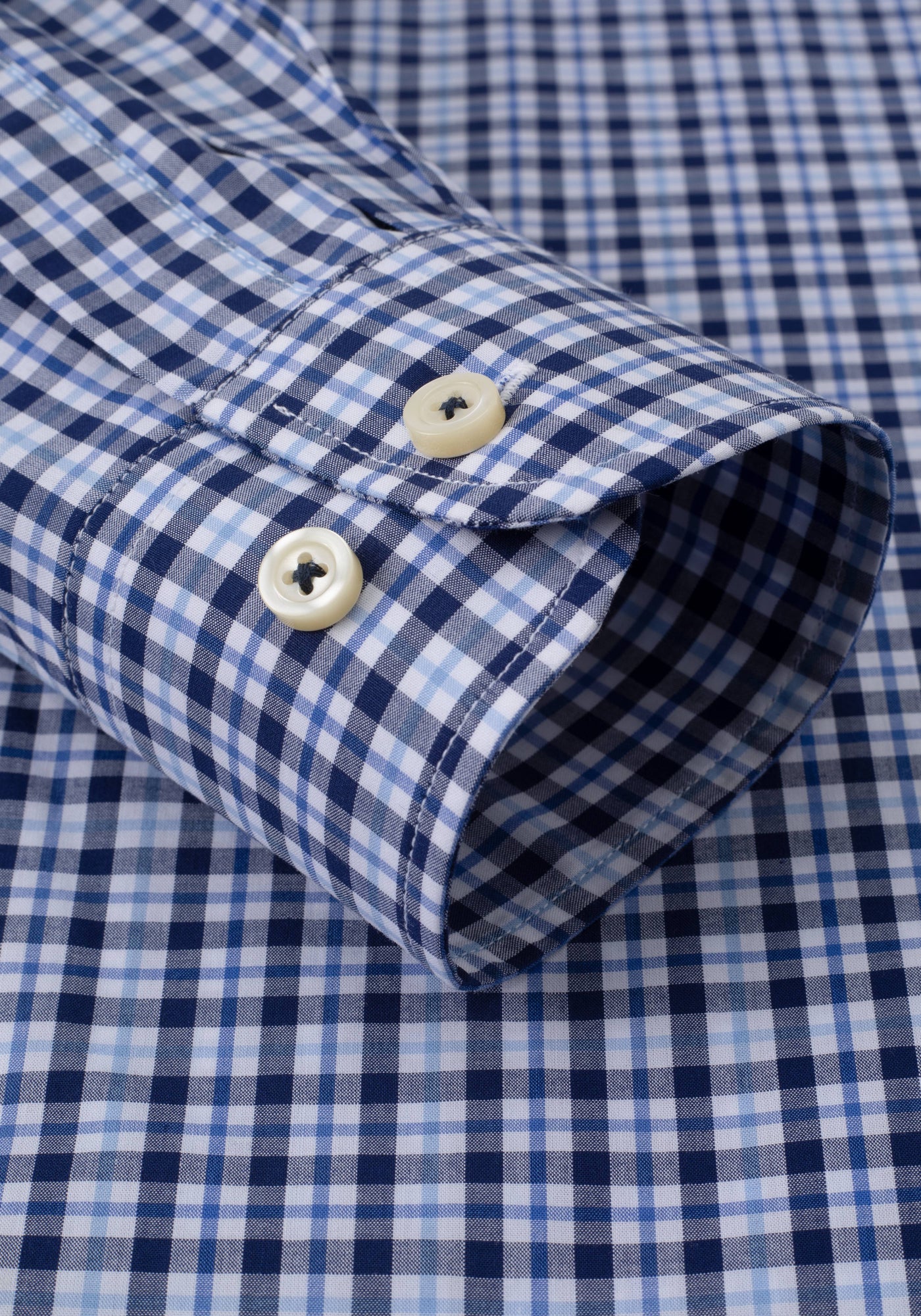 Navy Blue Checked Poplin Shirt