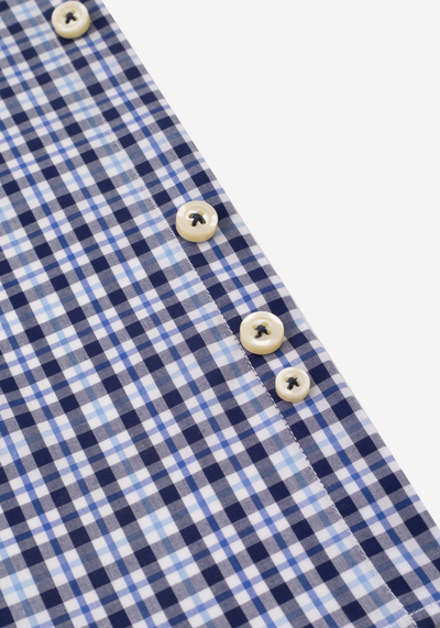 Navy Blue Checked Poplin Shirt