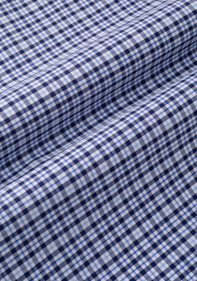 Navy Blue Checked Poplin Shirt