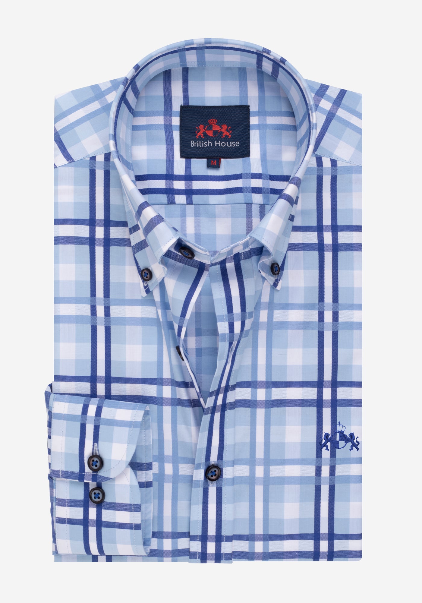 Deep Blue Checked Poplin Shirt