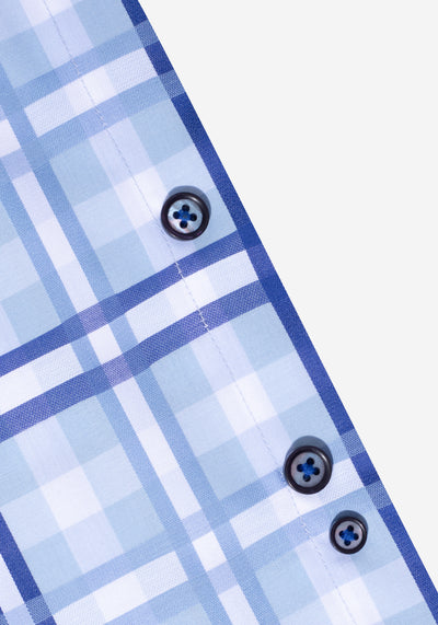 Deep Blue Checked Poplin Shirt