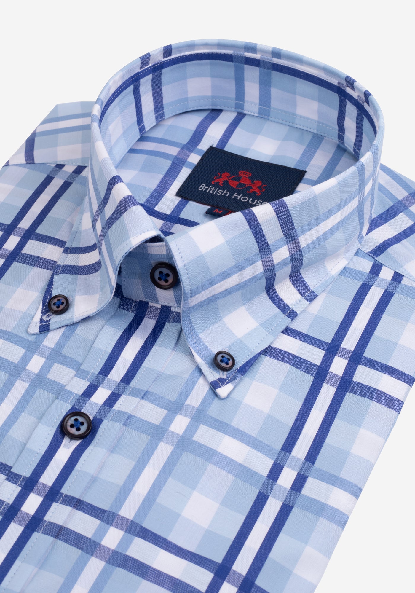 Deep Blue Checked Poplin Shirt