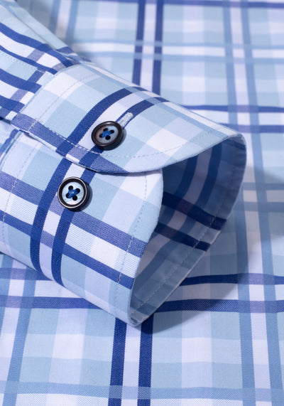 Deep Blue Checked Poplin Shirt