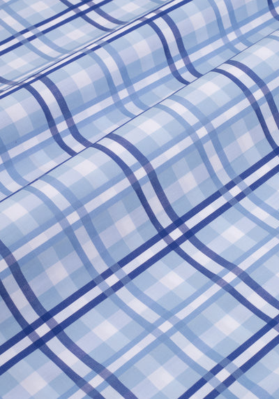 Deep Blue Checked Poplin Shirt