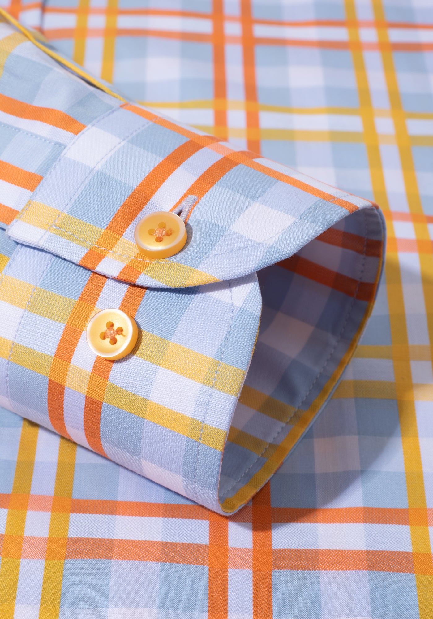 Yellow Orange Checked Poplin Shirt