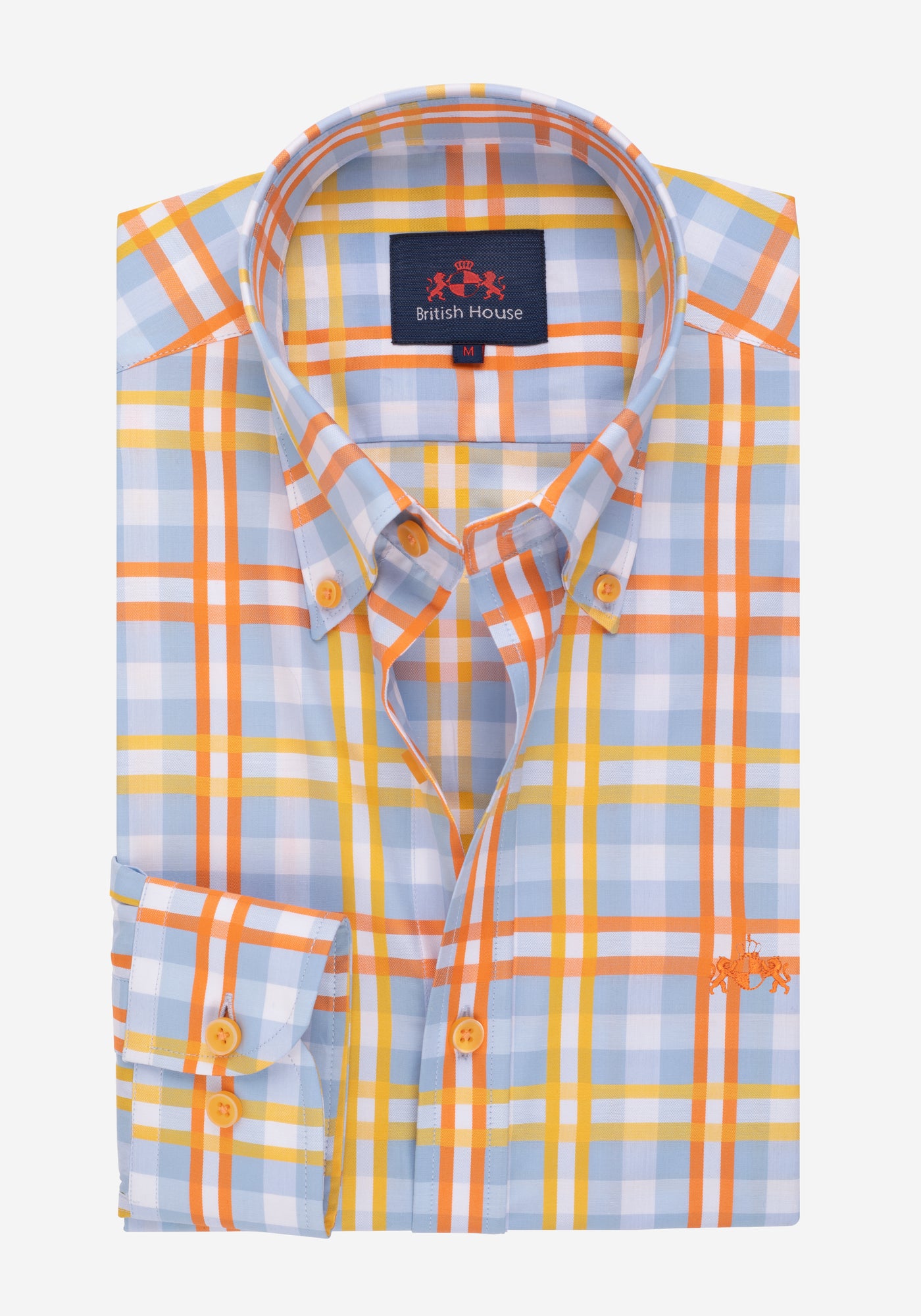 Yellow Orange Checked Poplin Shirt