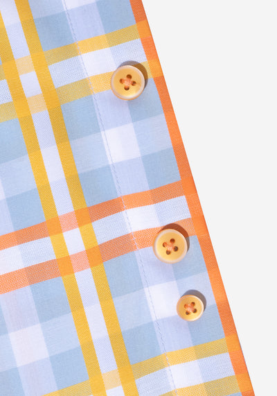 Yellow Orange Checked Poplin Shirt