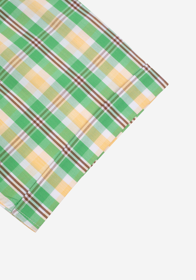 Green Yellow Checked Poplin Shirt - Short Sleeve