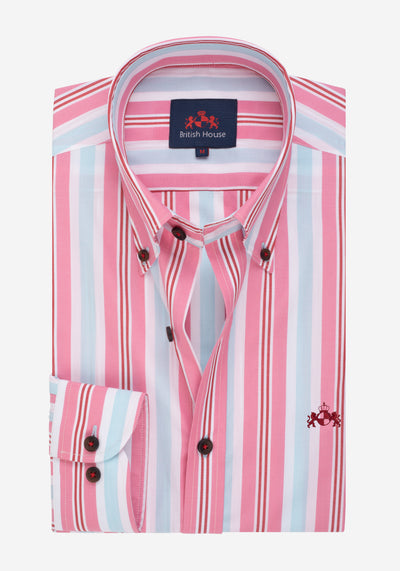 Pink Light Blue Stripe Poplin Shirt