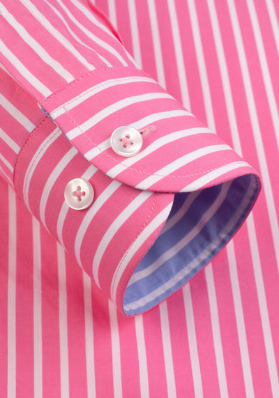 Hot Pink Stripe Tencel Cotton Shirt
