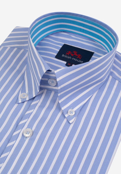 Sky Blue Stripe Tencel Cotton Shirt