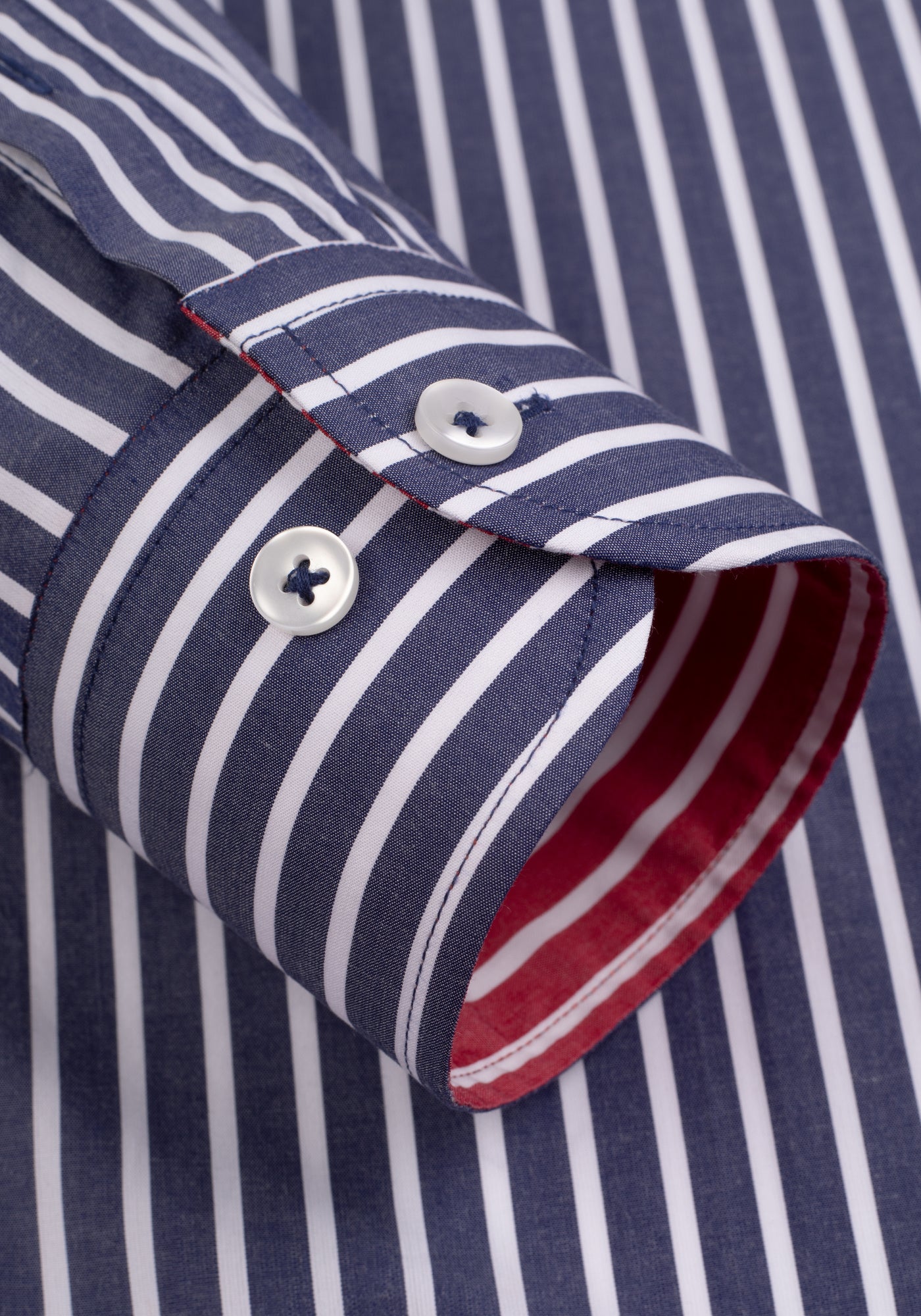 Navy Blue Stripe Tencel Cotton Shirt