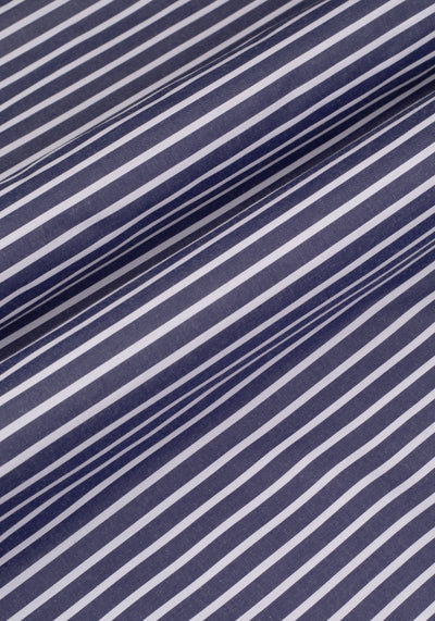 Navy Blue Stripe Tencel Cotton Shirt