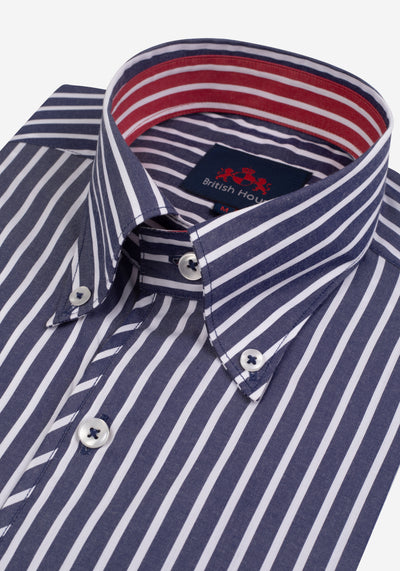 Navy Blue Stripe Tencel Cotton Shirt