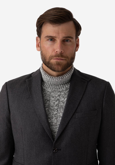 Contemporary Fit Midnight Grey Herringbone Blazer